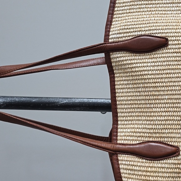 Madewell The Leather-Trimmed Straw Tote In Rustic Twig Multi - Picture 3 of 15